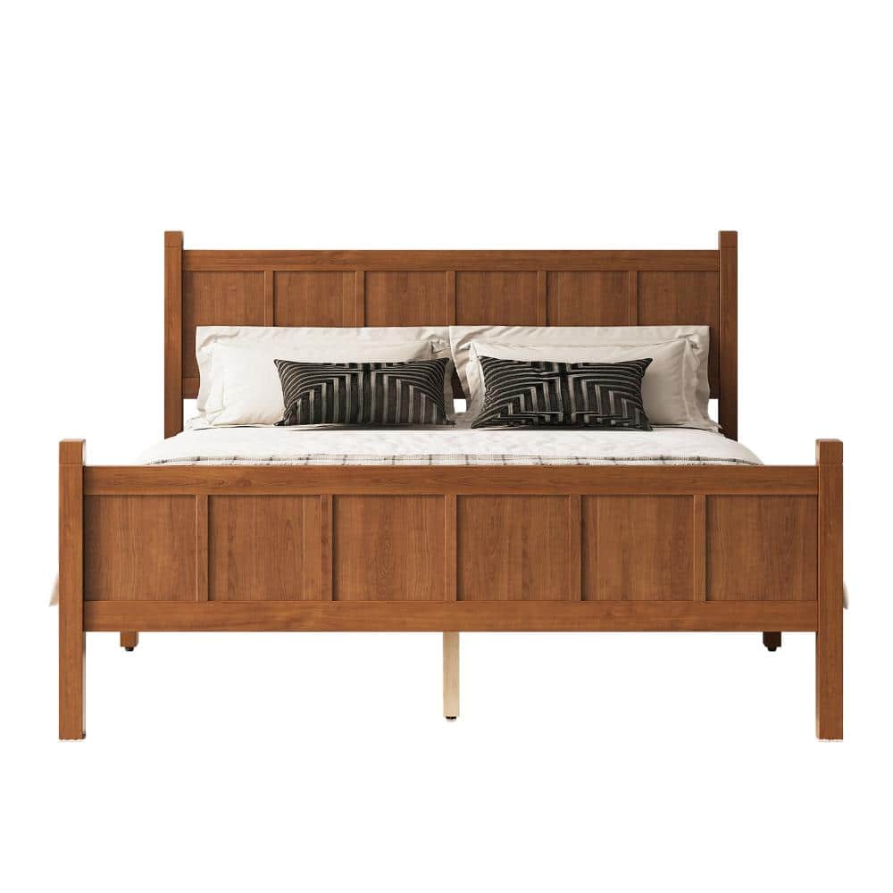 Light Walnut Wood Frame Queen Platform Bed with Headboard and Footboard, Shaker Farmhouse Style with Under-Bed Storage price history on PriceWatchPro