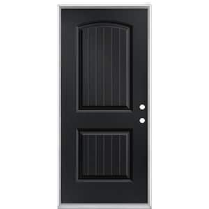 36 in. x 80 in. Cheyenne 2-Panel Left Hand Inswing Painted Smooth Fiberglass Prehung Front Exterior Door No Brickmold