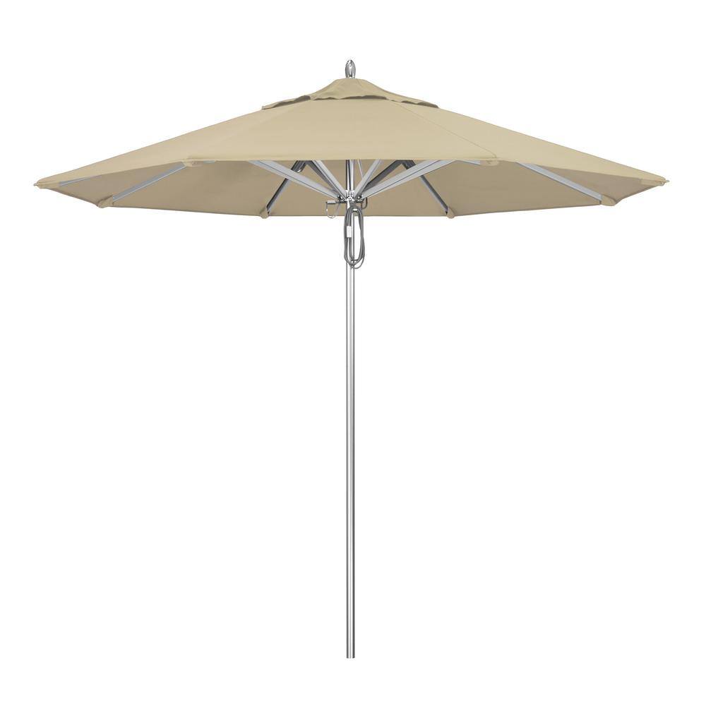 California Umbrella 9 ft. Silver Aluminum Commercial Market Patio ...