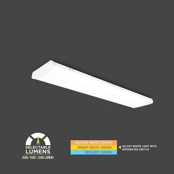 4 ft. x 10 in. Hinged Wrap Light, 6500lm, Selectable CCT/Lumens, Integrated LED, Dimmable, 120-277V for Garage, Office