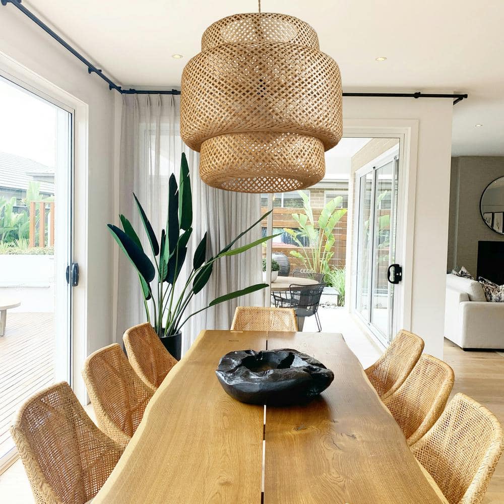Drusilla 20" Handcrafted Rattan Pendant Light in Natural Brown