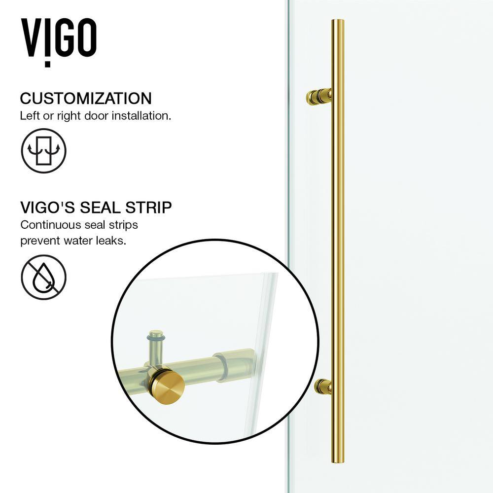 Elan E-Class 56-60" Matte Gold Frameless Sliding Tub Door with Clear Glass