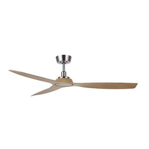 Moto 52 in. Indoor Brushed Nickel and Teak Ceiling Fan with Remote Control