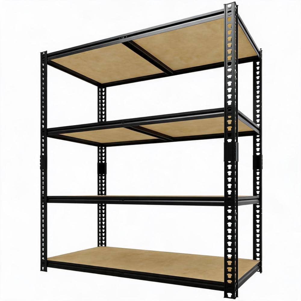 PioneerWorks 48"Lx24"Wx60"H Storage Rack Shelving Unit 4-Tier Metal Frame Garage Shelf with Wood Shelves for Garage & Pantry