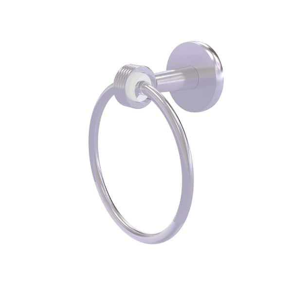 Allied Brass Clearview Collection Wall Mounted Towel Ring with Groovy Accents in Satin Chrome