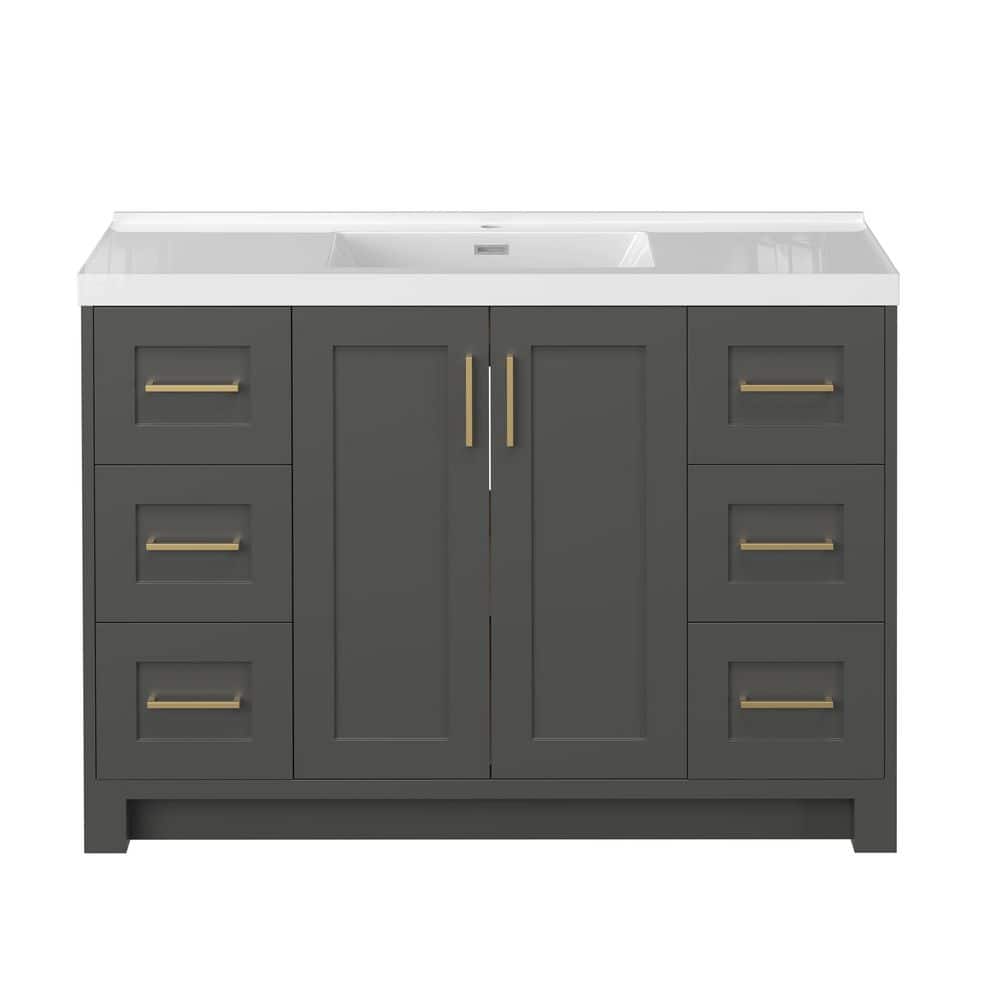 Getpro Eclipse 48 in. Freestanding dark Gray Bath Vanity with White ...