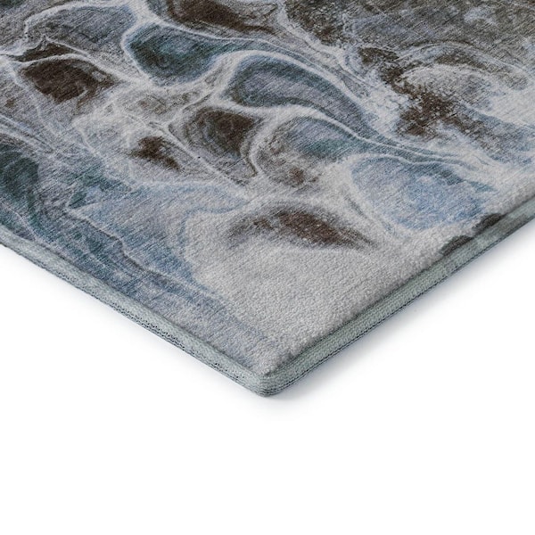 Mayfield Premium Machine Washable Abstract AMF1936 Chocolate 2 ft. x 7 ft. Runner Rug