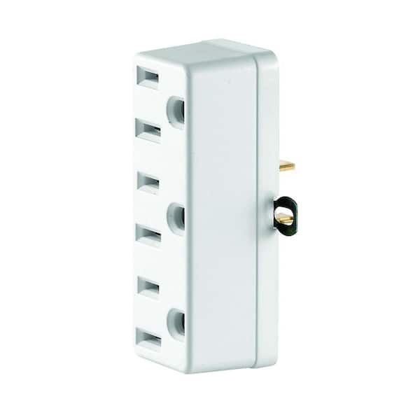 Leviton White Grounding Triple Outlet Adapter