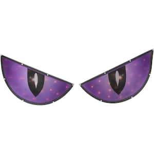 42 in. Lighted Purple and Black Eyes Halloween Window Silhouette Decoration
