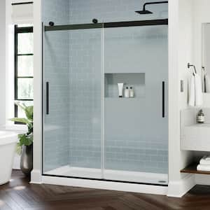 Classic 500 60 in. W x 71 in. H Frameless Sliding Shower Door, Matte Black, 6 mm Clear Glass