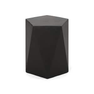 Sandy Matte Black Pentagon Stone Outdoor Patio Side Table