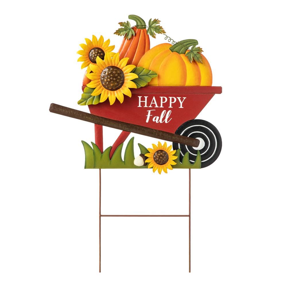 30 in. H Fall Metal Wheel Barrow Pumpkin Yard Stake price history on PriceWatchPro
