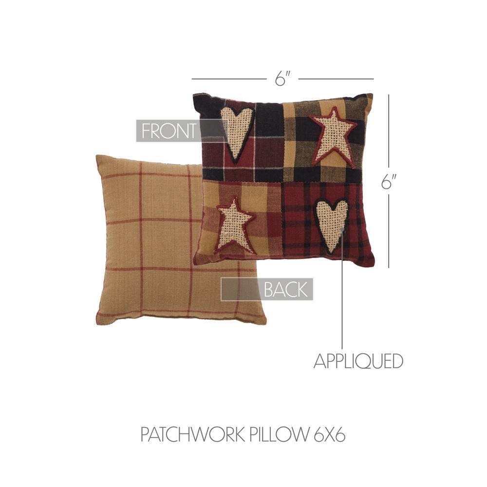 Connell Burgundy Cotton Patchwork Appliqued Throw Pillow