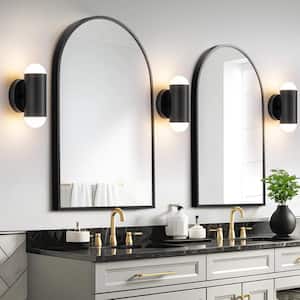 Averi 9 in. 2-Light Modern Black Linear Cylinder Wall Light Up&Down 3000K Integrated LED Bathroom Vanity Light