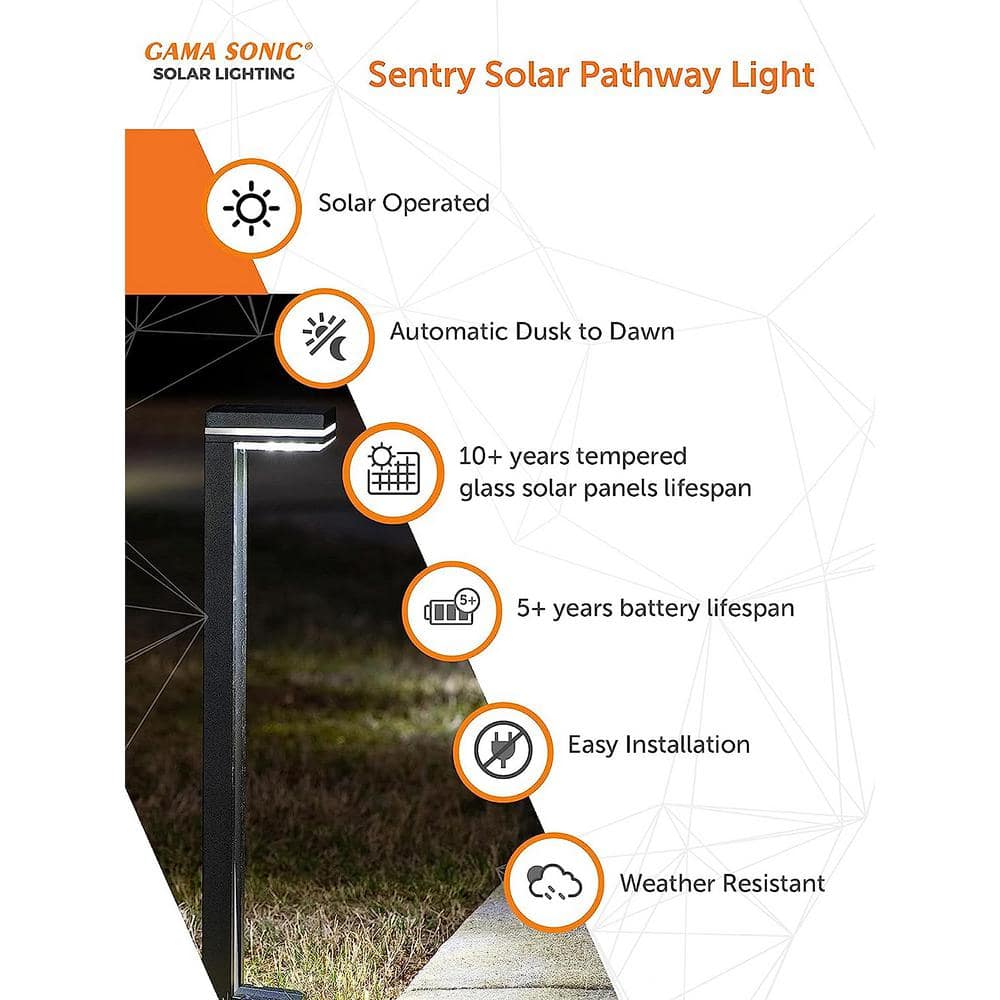 Sentry Black Solar LED Pathway Light with Dusk to Dawn, 2 Pack