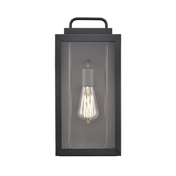 Millennium Lighting Gallatin 15.7 in. 1-Light Textured Black Transitional Outdoor Hardwired Wall Sconce with Clear Glass