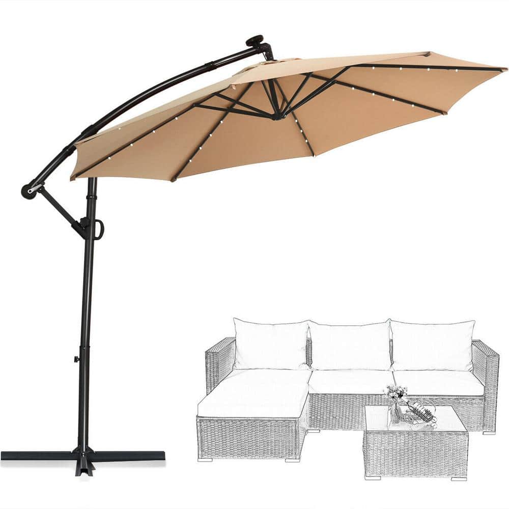 10 ft. Steel Rotation Patio Umbrella in Beige with Cross Base price history on PriceWatchPro