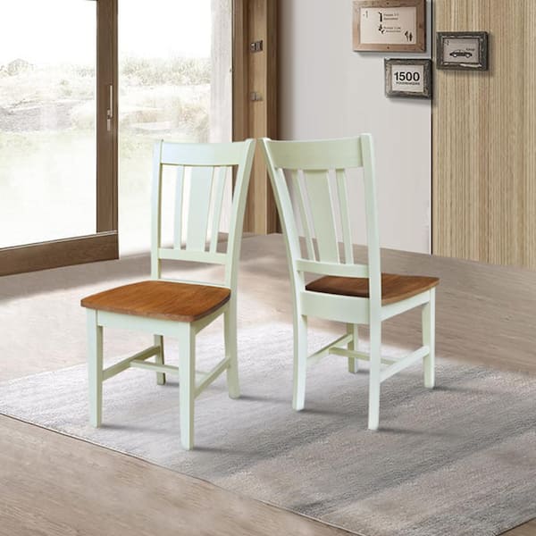 International Concepts San Remo Hickory/Shell Solid Wood Dining Chair, Set of 2