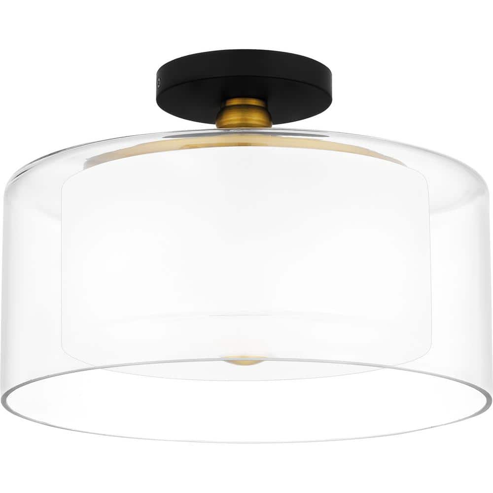 Rowland 14 in. 2-Light Matte Black Semi-Flush Mount price history on PriceWatchPro