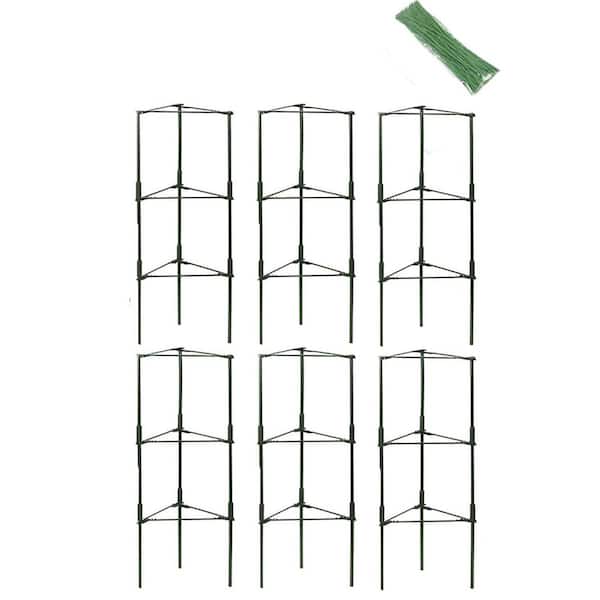 6 Pack up to 48 in. Alloy Steel Tomato Cage Garden Grid Plant Support Posts with Adjustable Tomato Cage Vegetable Grid