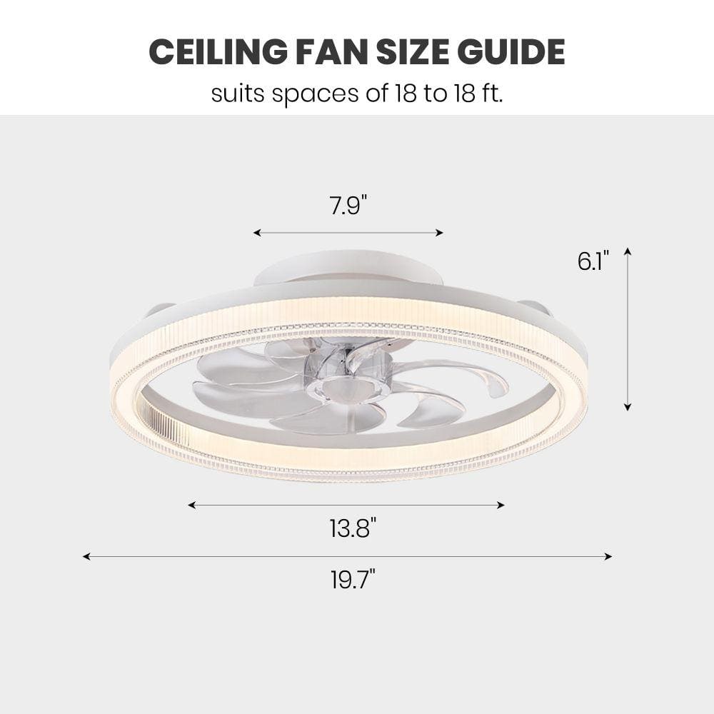 20" White Low Profile LED Ceiling Fan with Remote and App Control