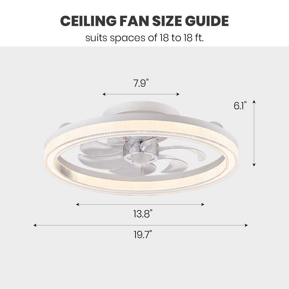 20" White Low Profile LED Ceiling Fan with Remote and App Control
