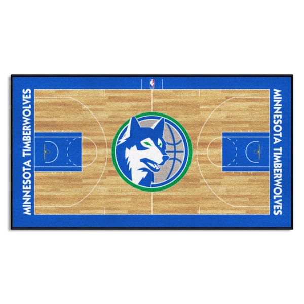 FANMATS NBA Retro Minnesota Timberwolves Blue 2 ft. x 4 ft. Court Area Rug