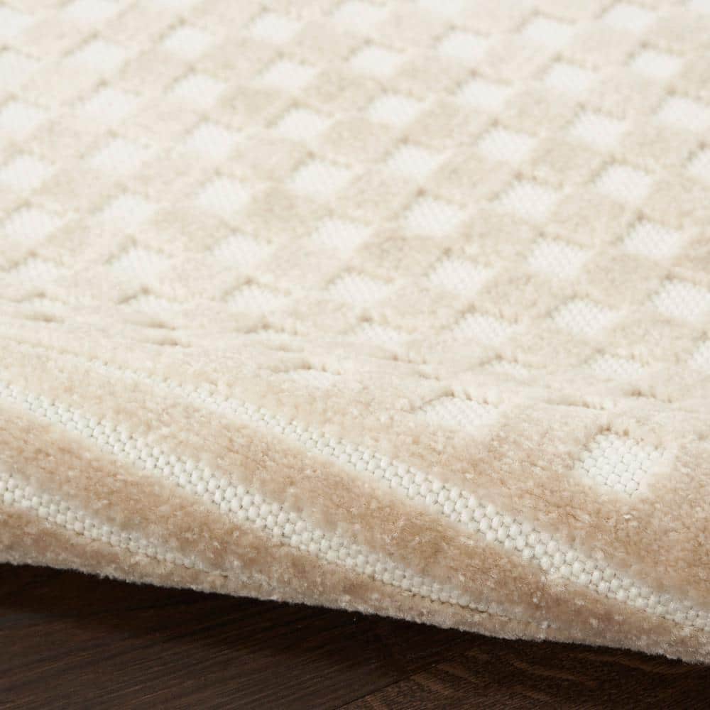 Beige Synthetic Rectangular 5' x 7' Modern Area Rug