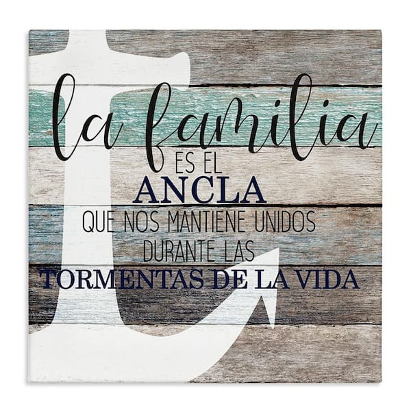 Family is an Anchor by Kim Allen Gallery Wrapped Unframed Typography Graphic Art Print 24 in. x 24 in.