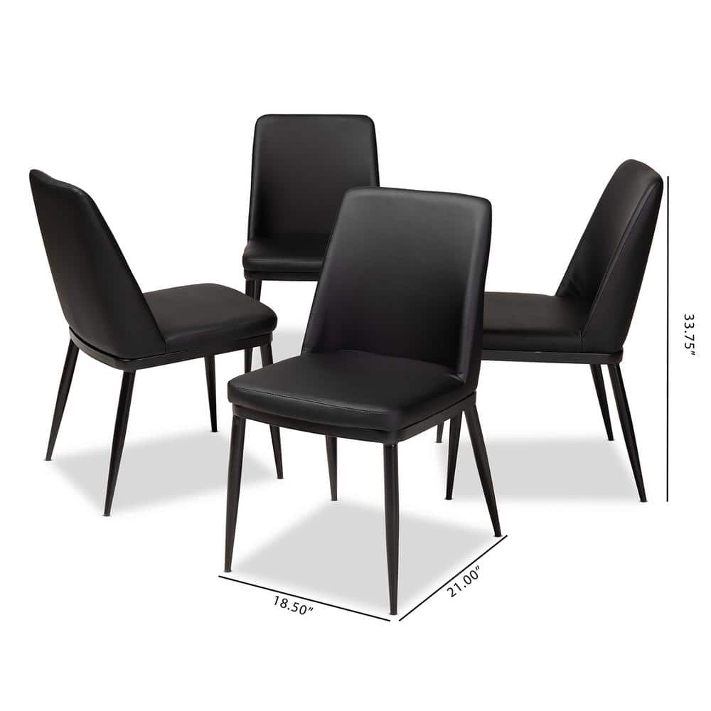 Darcell Black Faux Leather Upholstered Dining Chair Set