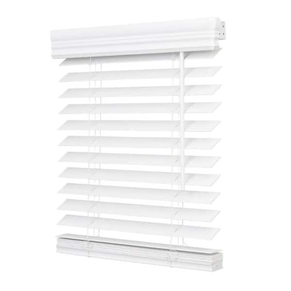 Bright White Embossed Cordless Light-Blackout Blinds with 2 in. Slats - 34 in. W x 72 in. L