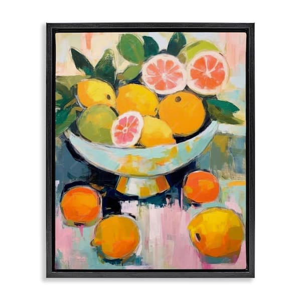 Stupell Industries Abstract Citrus Still Life by LSR Design Studio Black Floater Frame Food Graphic Art Print 31 in. x 25 in.
