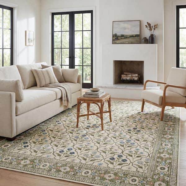 Home Decorators Collection Maribel 6 ft. x 9 ft. Green Flowers