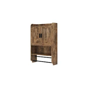 21.65 in. W x 7.48 in. D x 32.48 in. H Bathroom Storage Wall Cabinet with Adjustable Shelf, Towel Bar in Rustic Brown