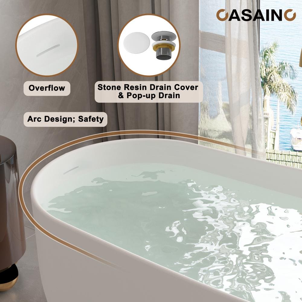 66.9'' Matte White Solid Surface Freestanding Bathtub