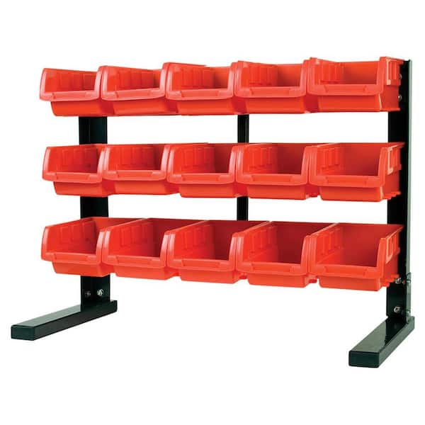 Maxworks 8 in. W Bench or Table Top 15-Bin Parts Rack with 5 in. W per Bin