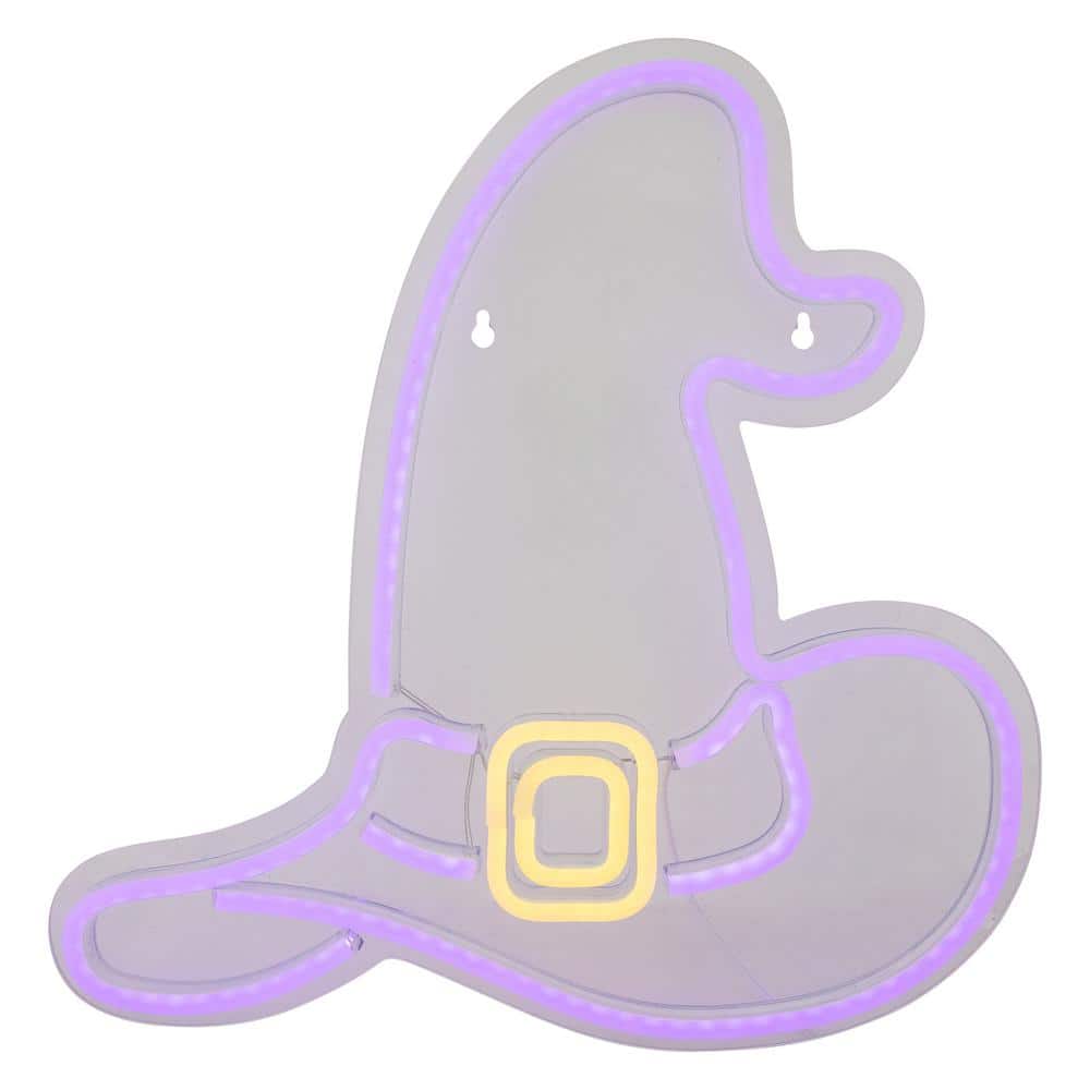 15 in. Purple LED Lighted Neon Style Witch Hat Halloween Window Silhouette price history on PriceWatchPro