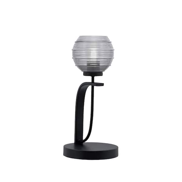 Unbranded Olympia 15.75 in. Matte Black Piano Desk Lamp with Smoke Ribbed Glass Shade