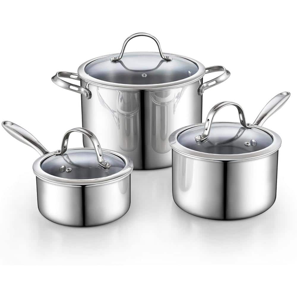 Cooks Standard 8-Quart Stainless Steel Cookware Set with Tempered Glass Lids