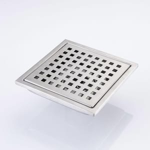 6 in. Square Stainless Steel Shower Drain in Brushed Nickel