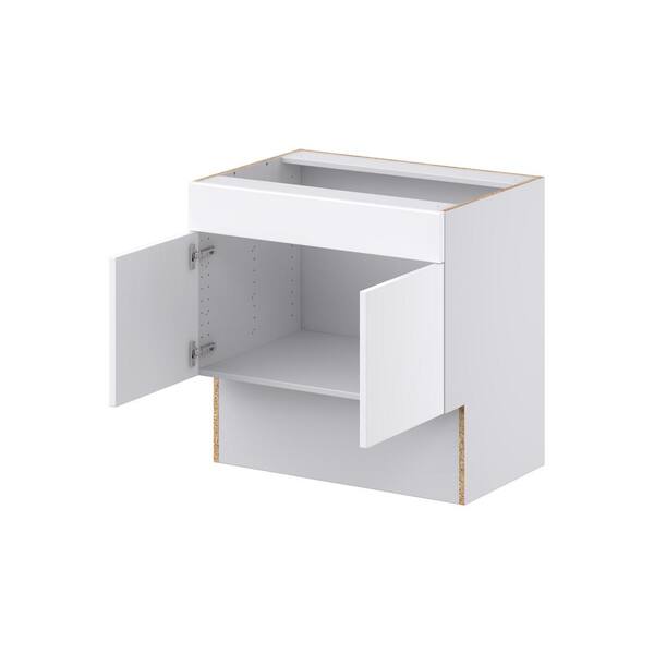 J COLLECTION Fairhope Bright White Slab Assembled Accessible ADA Vanity Base with False Front Cabinet (30 in. W x 30 in. H x 21 in.D)