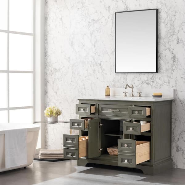 SUDIO Thompson 42 in. W x 22 in. D Bath Vanity in Gray with Engineered  Stone Vanity Top in Carrara White with White Sink Thompson-42G - The Home  Depot