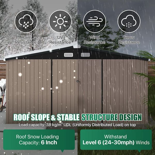 Sizzim 9.5 ft. W x 12 ft. D Outdoor Metal Shed with Door, Air