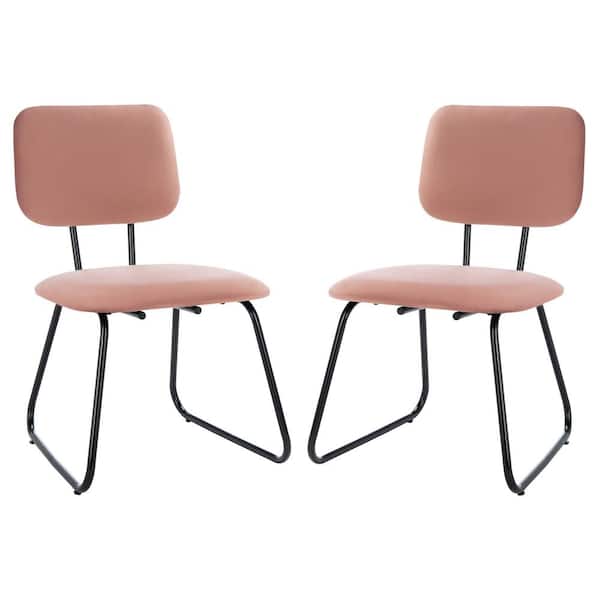 SAFAVIEH Chavelle Pink/Black Upholstered Side Chairs (Set of 2)