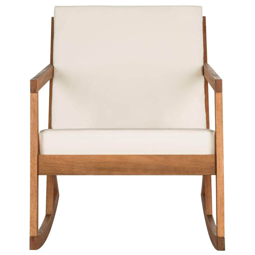 Eucalyptus Brown Wooden Rocking Chair with Cushions
