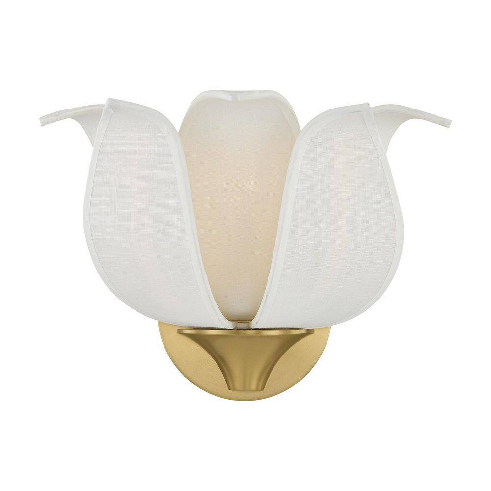 Elsie by Breegan Jane 13.75 in. W x 10 in. H 1-Light Warm Brass Contemporary Dimmable Wall Sconce price history on PriceWatchPro