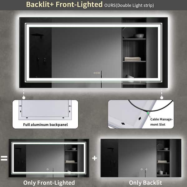 Wisfor 47 in. W x 24 in. H Large Rectangular Frameless LED Light