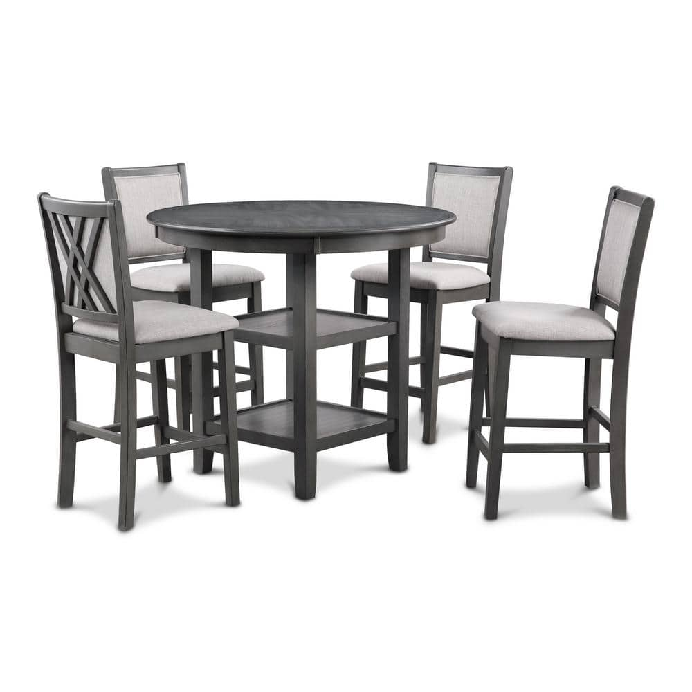 NEW CLASSIC HOME FURNISHINGS Amy 5-Piece Solid Wood Counter Dining Set with  Counter Table and 4 Chairs, Gray D3651-52S-GRY - The Home Depot