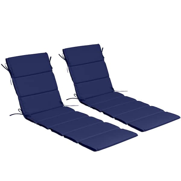 21 in. x 73 in. 2-Piece Outdoor Chaise Lounge Cushion Foldable Patio Pool Lounge Chair Cushions in Navy