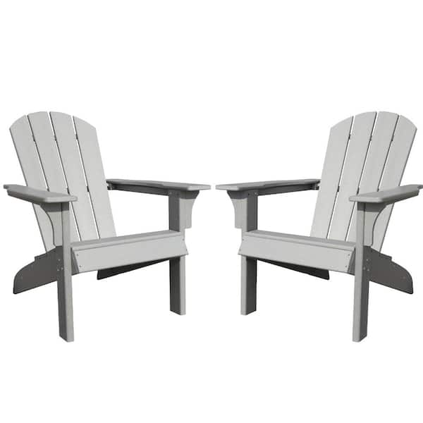 Miscool Gray HDPE Plastic Outdoor Leisure Adirondack Chair (2-Pack)